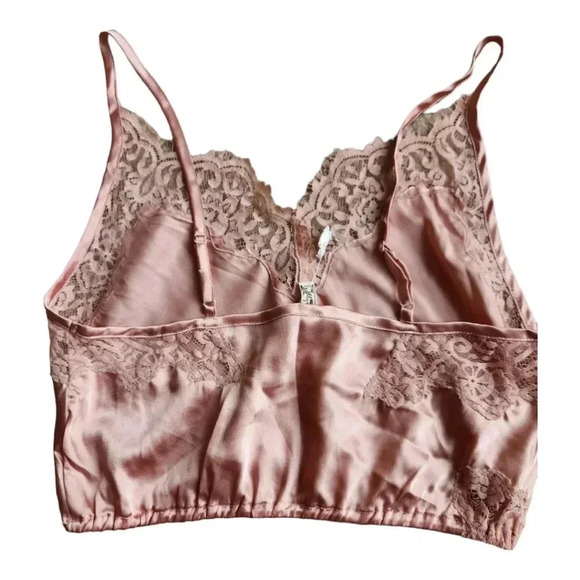 Free People Intimately pink lace camisole ladies satin cami Size M nwot - Picture 4 of 9